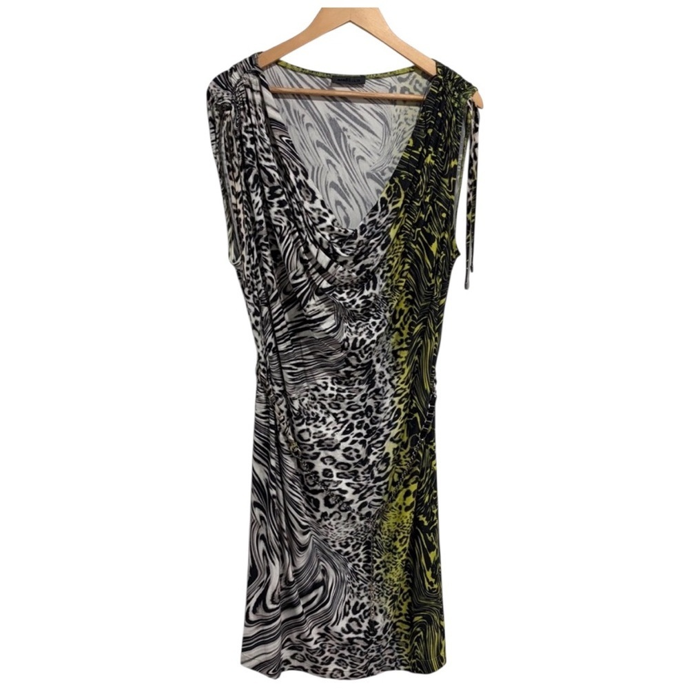 Airfield Women’s Midi Animal Print Shoulder-Tie Dress with Belt